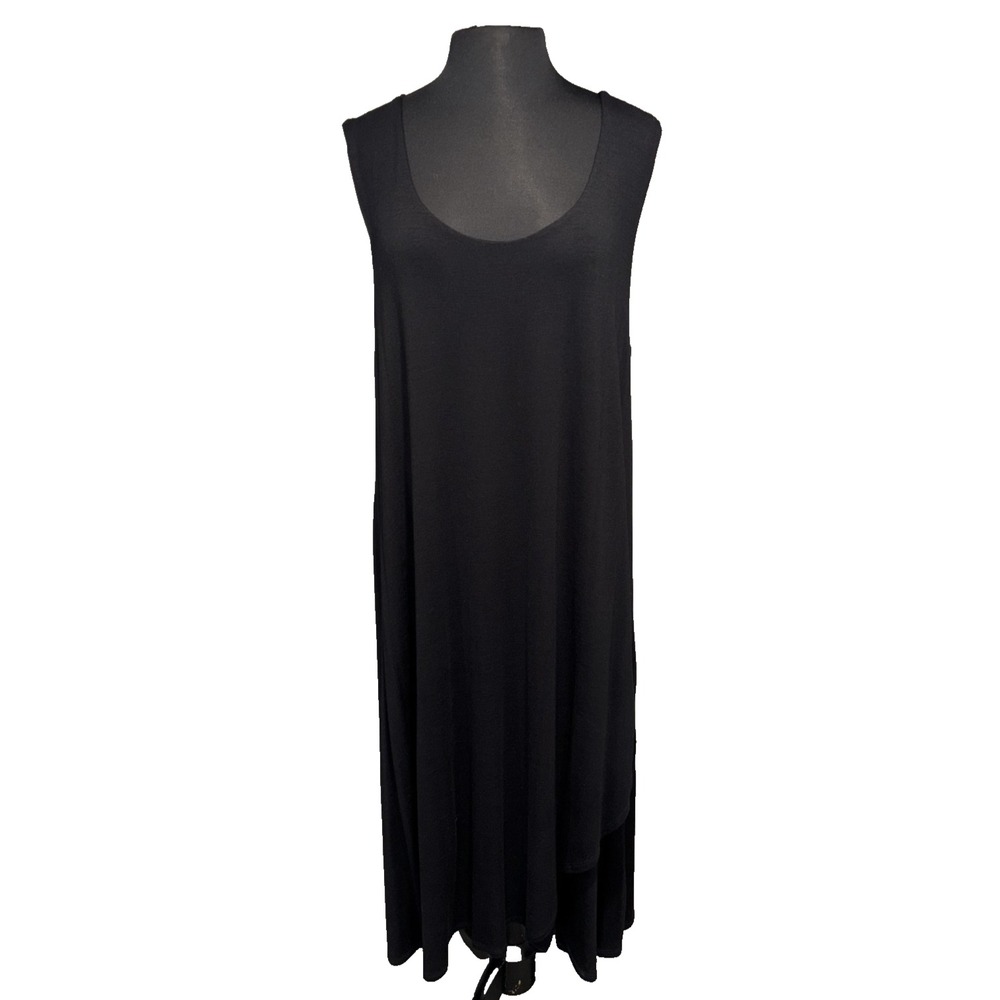 NEW‎ ellumiNationCrisscross Tank Dress Sleeveless Lagenlook Size 2X Black USA